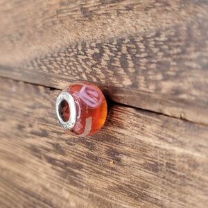 Rose pink glass‎ charm sterling silver